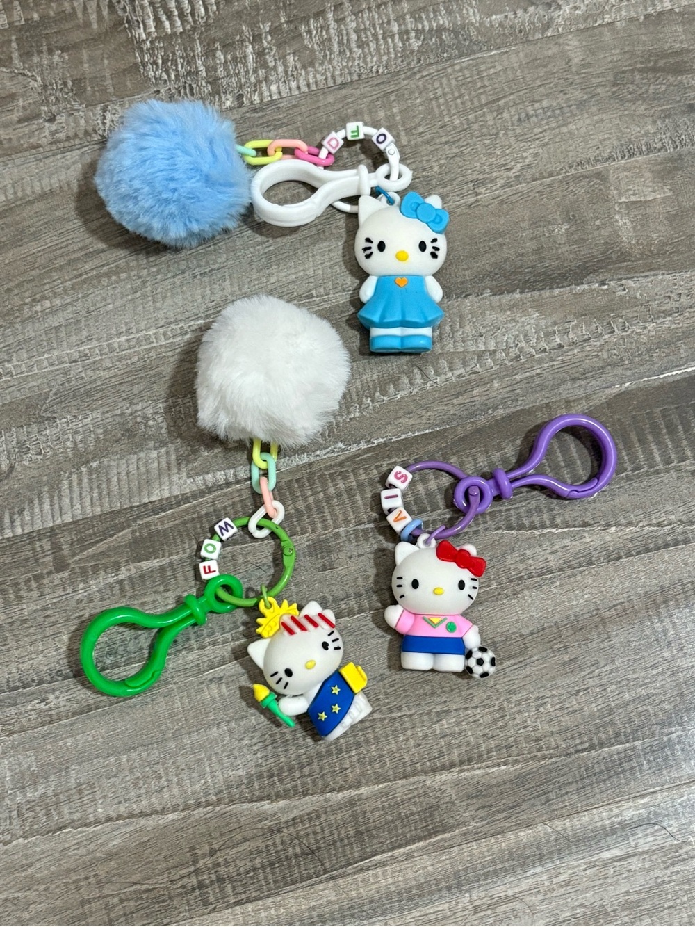 ! NEW! Three Sanrio Hello Kitty Bead Keychain Bundle with Charms